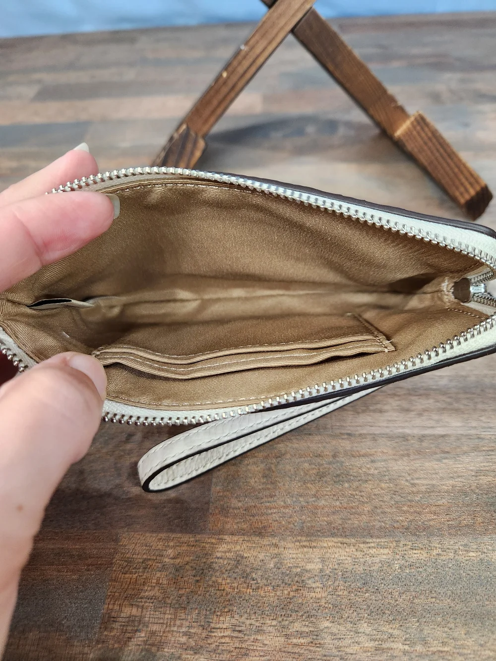 Coach Cosmic Corner Zip Wristlet With Rocket Print